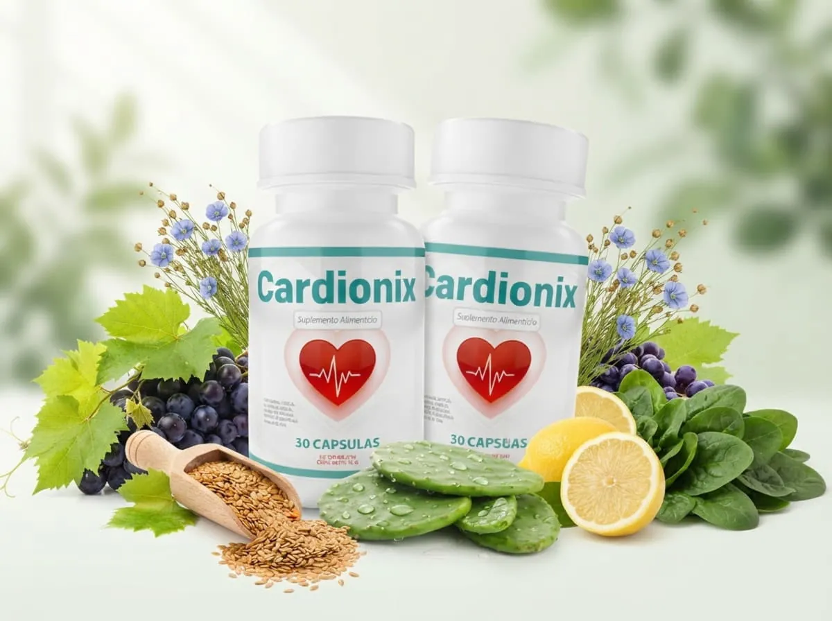 Ingredientes vegetales antioxidantes junto a un frasco de suplemento