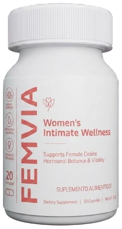Frasco de suplemento femenino con extractos vegetales